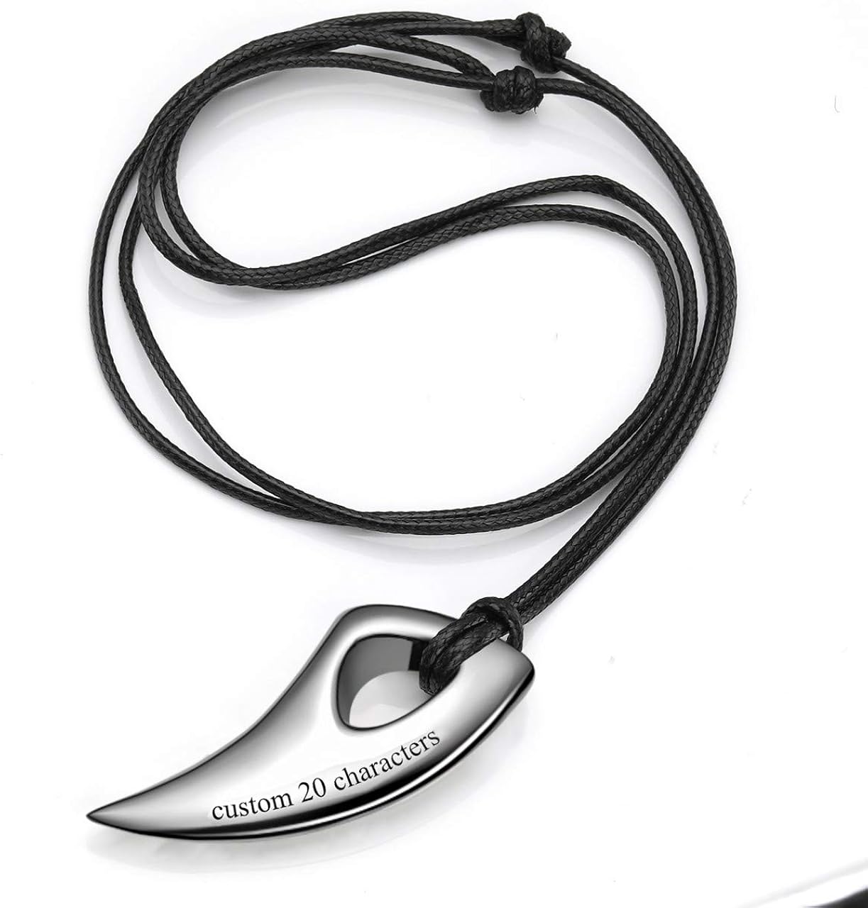 Jovivi Personalized Custom 2pcs Stainless Steel Wolf Necklace Matching Couples Necklaces for Him/Her Set Black Silver Spear Wolf Teeth Pendant Adjustable Chain for Men Women