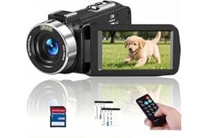 Video Camera 4K Camcorder 75MP YouTube Vlogging Camera 64G SD Card and 2 Batteries 18X Digital Zoom Webcam 270 Degree Rotatio