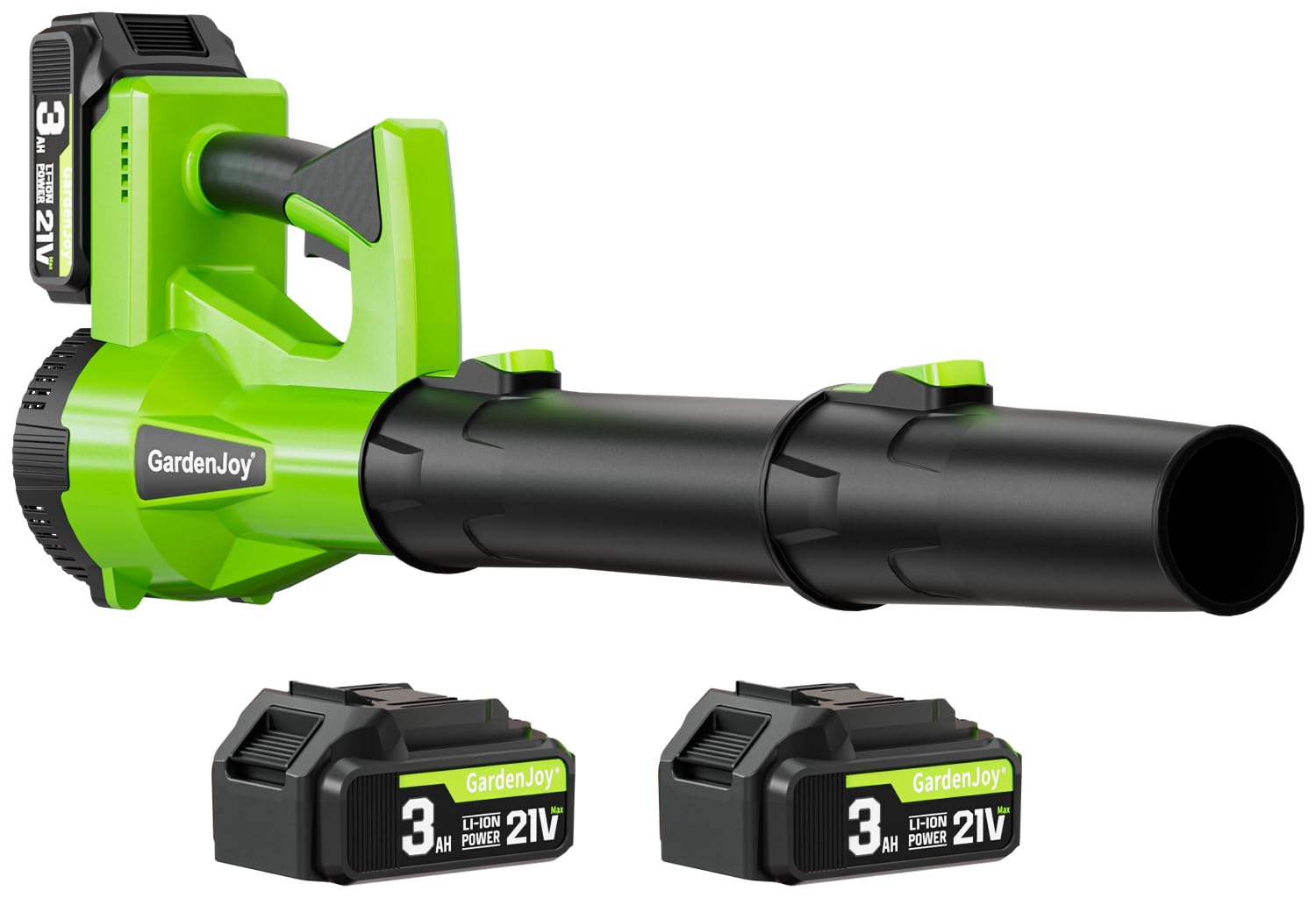 Photo 1 of *FOR PARTS ONLY* GardenJoy Electric Leaf Blower Cordless: 21V Leaf Blower with 2Pcs 3.0Ah Batteries and Charger, 500CFM/150MPH & 6 Speed Levels, Lightweight Power Leaf Blowers for Lawn Care and Patio Yard Cleaning