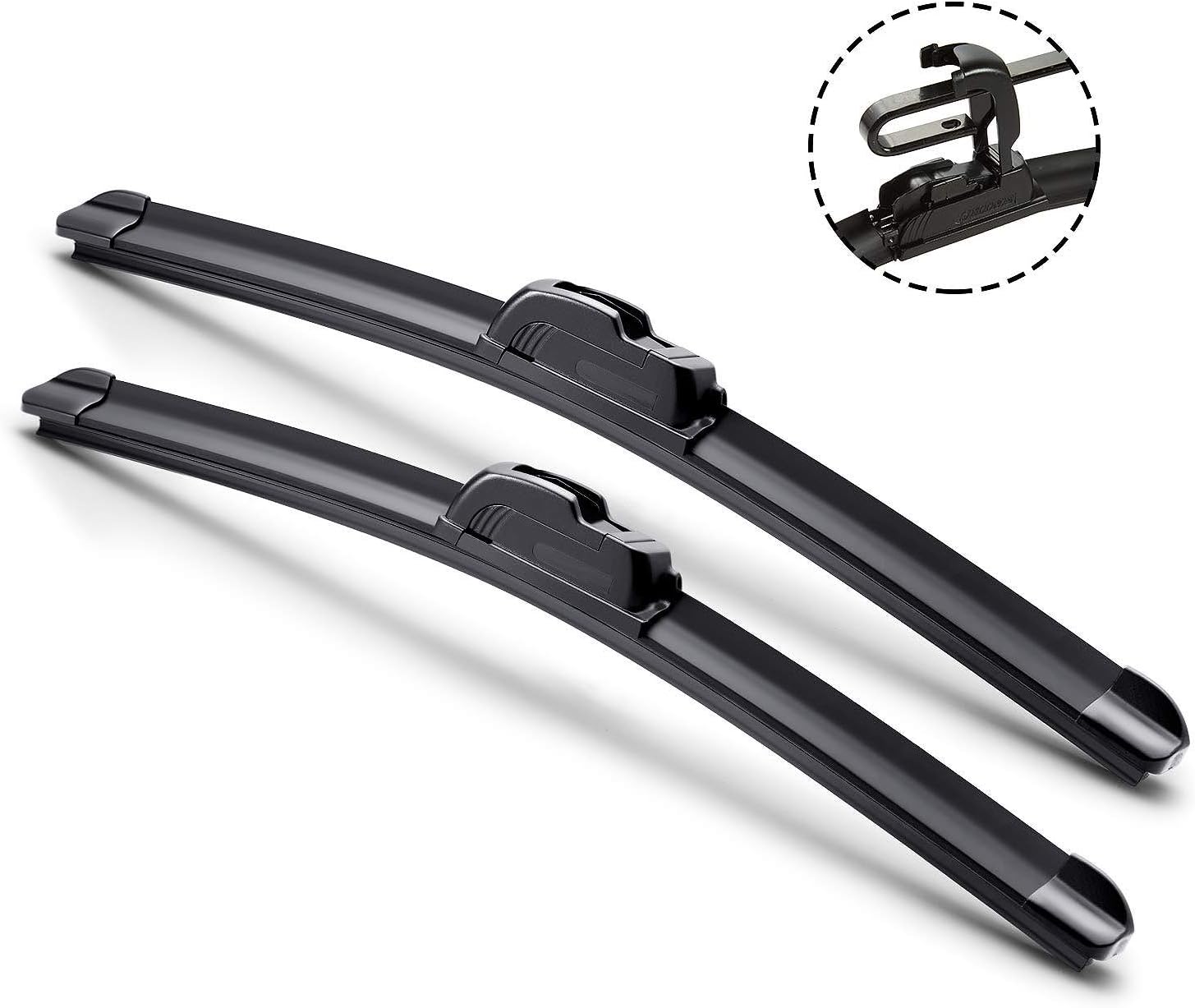ICBEAMER 19"+22" Combo All Season U or J Hook BRACKETLESS Premium All-Season Auto Car Vehicle Windshield Wiper Blades