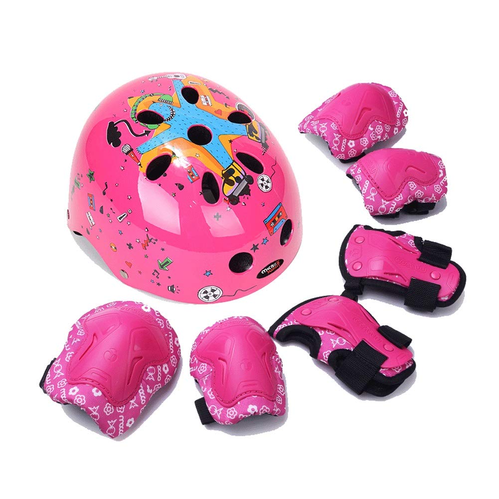 HUANJIA Toddler Bike Helmet Bike Helmets for Kids 3-5 Knee Elbow Pads Wrist Guards for Kids to Youth