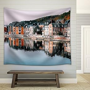 The Reflection of Building in The River - Fabric Wall Tapestry Home Decor - 51x60 inches