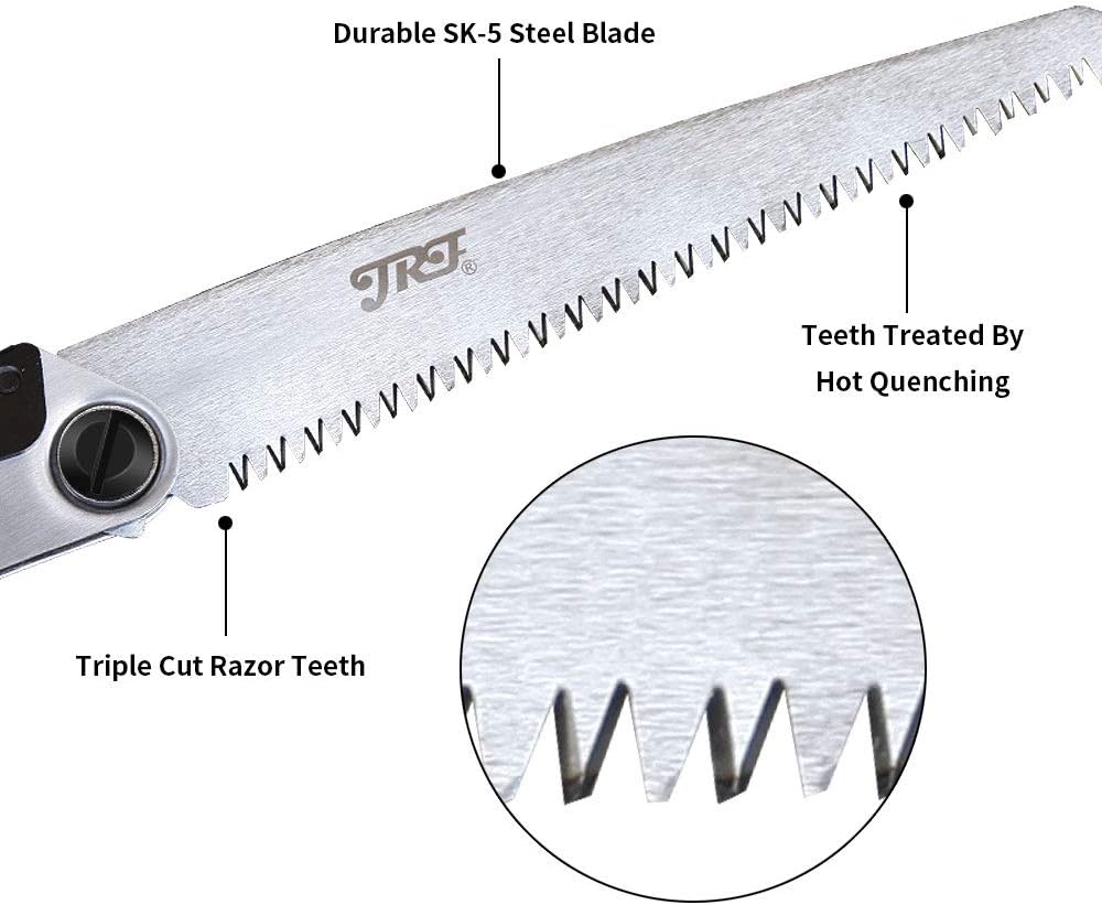 JRF Folding Hand Saw Heavy Duty Extra Long 9 Inch Blade Hand Pruning Saw,Shaped Sawtooth Blade with Durable SK-5 Steel for Bone, Dry Wood, Trimming Branches, Camping, Clearing Forest Trails, Hunting: Home Improvement