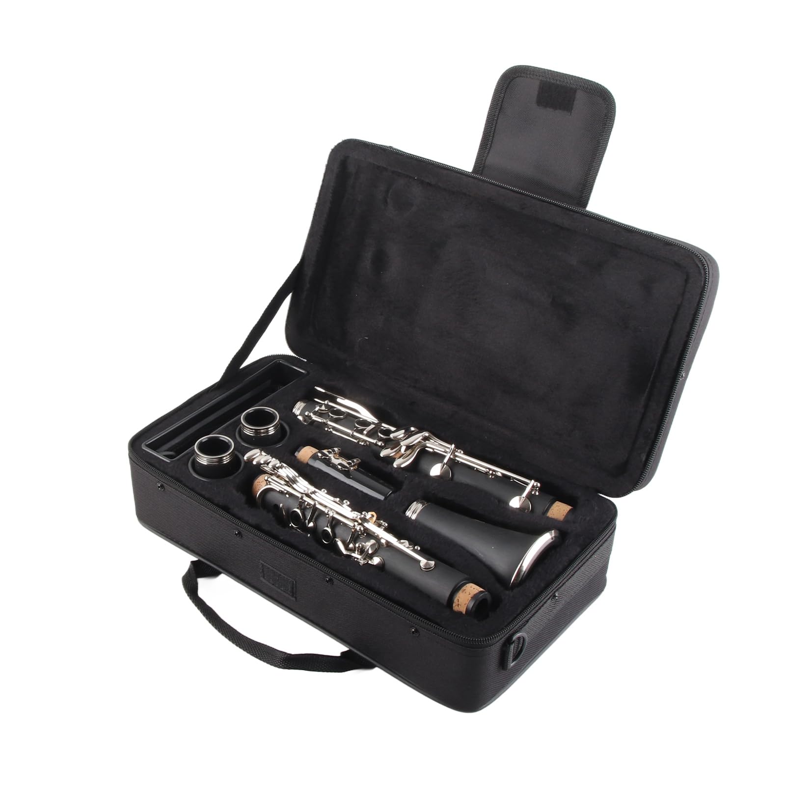 Student Clarinet Beginner Set, 17-Key with Cleaning Cloth, Reed, Screwdriver and Box Clarinet Cleaning Kit (Black)