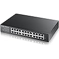 Zyxel 24-Port Gigabit Switch | Smart Managed | Desktop/Rackmount and Fanless | VLAN, IGMP, QoS | Lifetime Warranty [GS1900-24