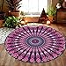 Resulzon Round Beach Tapestry Mandala Indian Boho Hippie Throw Beach Blanket Beach Towel Shawl, Cotton Table Cloth Multifunctional Mat Great for Beach Party, Travel Picnic (Purple)