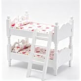 Z MAYABBO Wooden Dollhouse Furniture of Baby bunk Bed with Ladder for Miniature Dollhouse Accessories - 1/12 Scale
