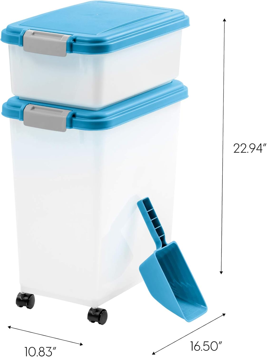 Pet Supplies : IRIS 3Piece Airtight Pet Food Container Combo, Blue : 