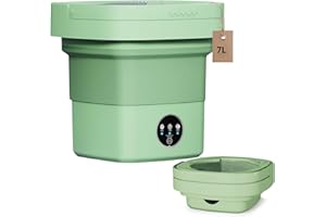 ZZR SEVEN Portable Washing Machine, 7L/12L Upgraded Mini Washing Machine, Suitable for Small Clothes, Foldable Laundry Machine, Ideal for Dorm, Home, Hotel, Camping and Travel (Green, 7L)