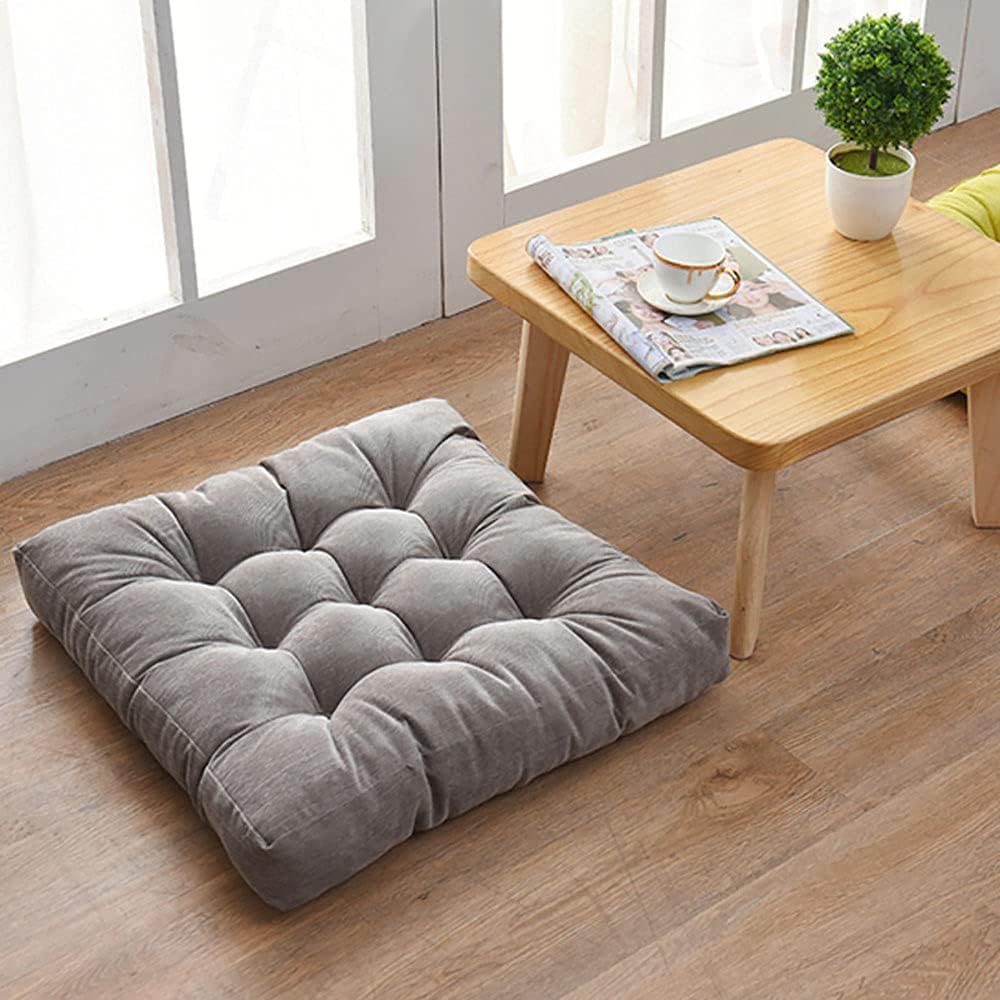 Nathime Floor Pillow Square Meditation Pillow for Seating on Floor Thick Tufted Seat Cushion for Living Room Hanging Swing Chair Window Pads 22x22 Inch, Grey, 1Pc: Kitchen & Dining