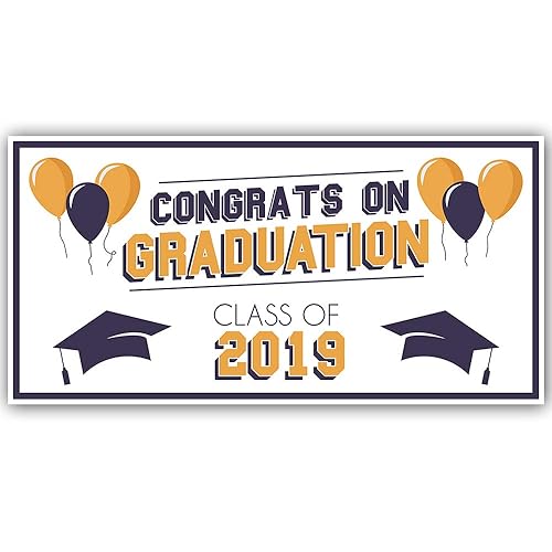 Amazon Com Navy Blue And Yellow Class Of 2019 Graduation Banner