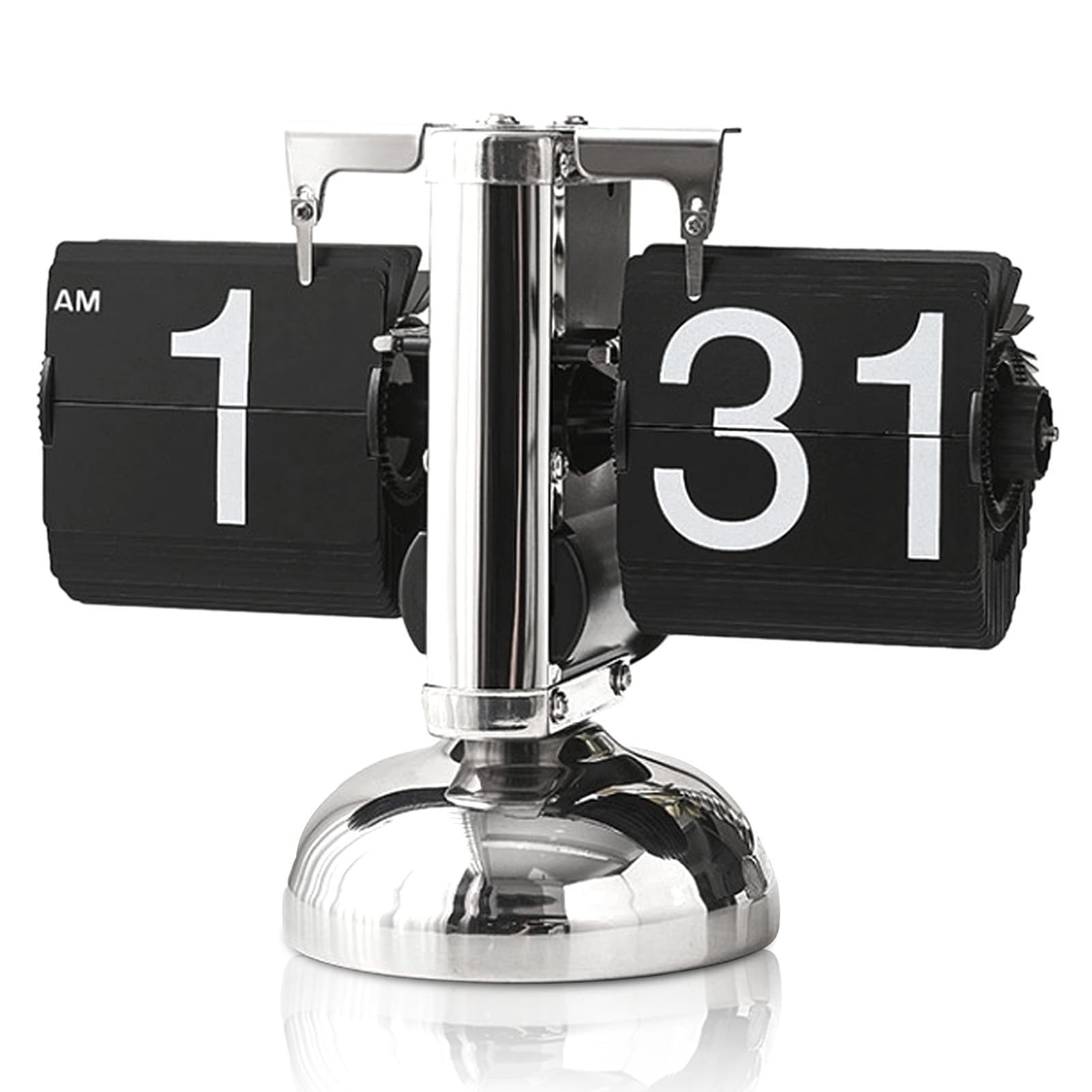 HERCHR Flip Desk Clock Automatic Flip Retro Table Clock Vintage Design Automatic Turning Digital Display Flipclock Minimalist Single Foot Mechanical for Home Office Hotel