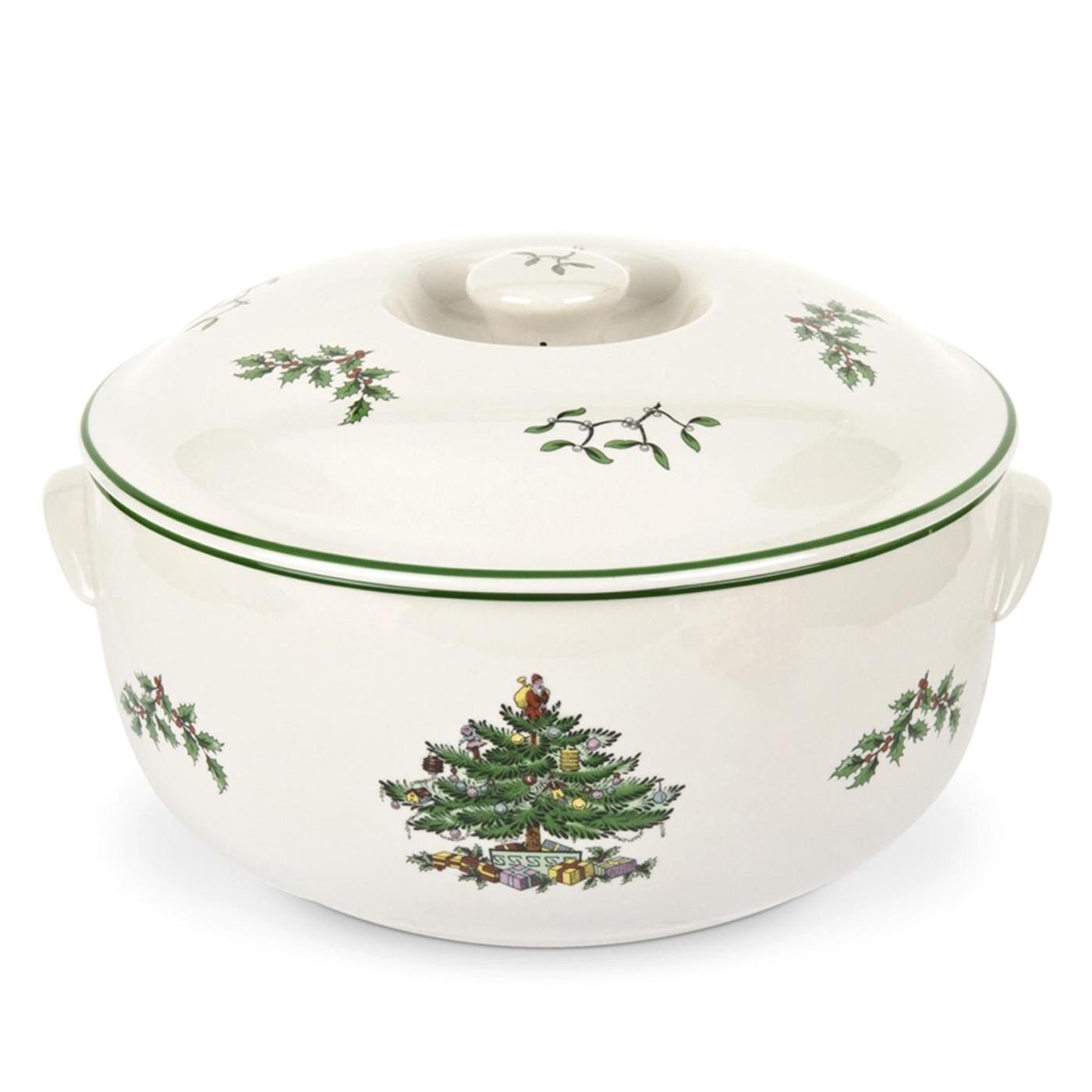 Spode Christmas Tree Round Covered Deep Dish Casserole