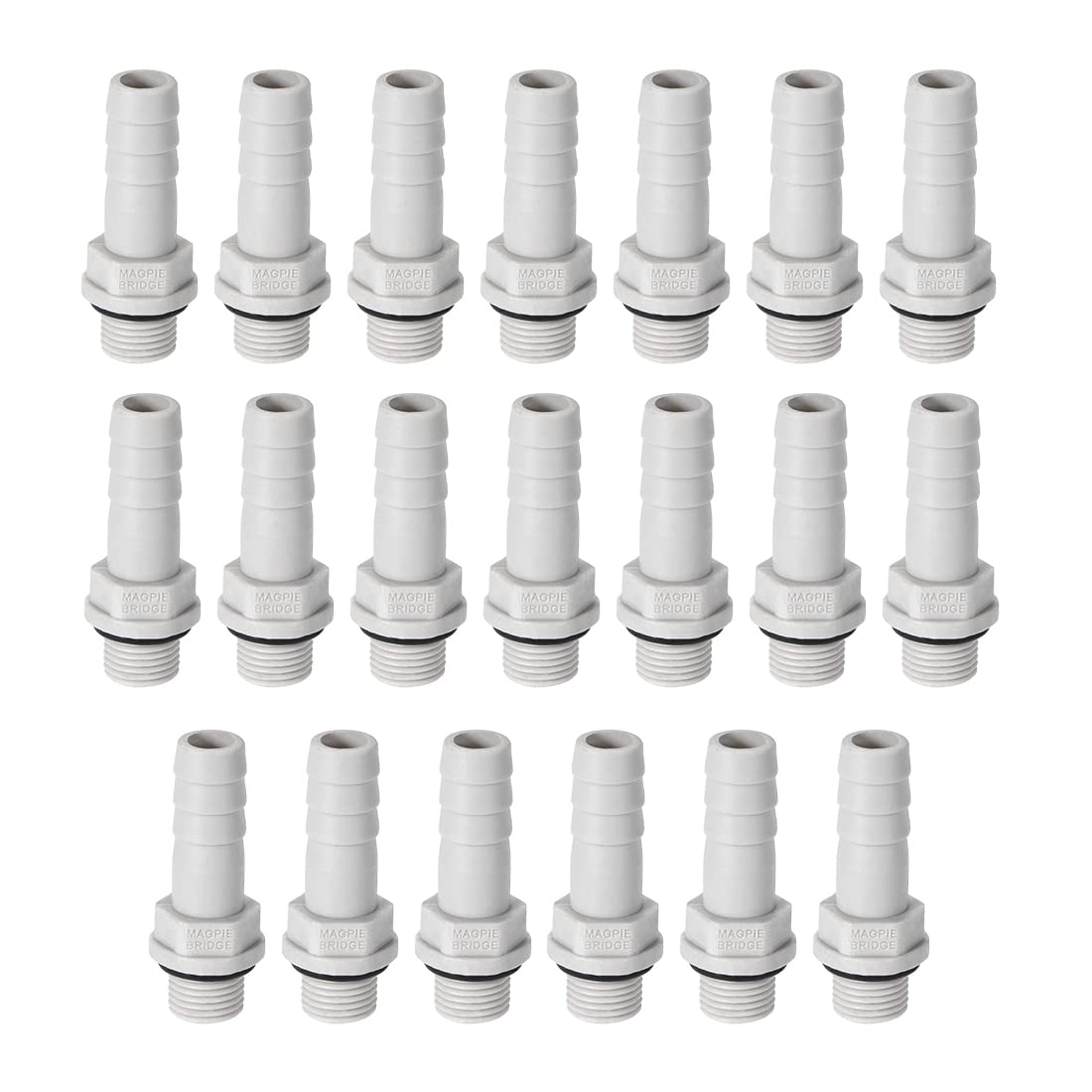 sourcing map PVC Barb Hose Fitting Connector Adapter 8mm or 5/16" Barbed x G1/8 Male Pipe 20pcs