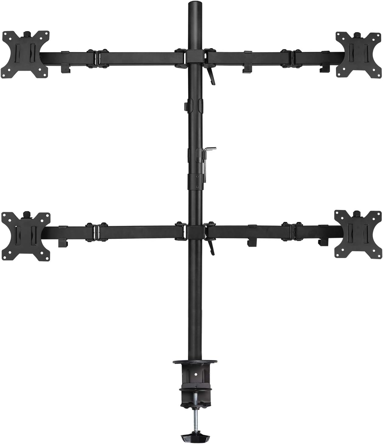 Ewent EW1514 4 Monitor Stand,4 Monitor Arm,Ergonomic 4 Monitor Stands for Desks,13-27 inch TV/Monitor Support Bracket,Adjustable Height,Tilt and Swivel,with Clamp,VESA 75X75 and 100X100