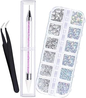 1500 Stück Strasssteine - 6 Größen Glitzersteine, AB Strasssteine Selbstklebend zum Aufkleben, Kristall - Edelsteine für Nägel/Kleidung/Handwerk, mit Pick Up Pinzette und Strass Picker Dotting Pen