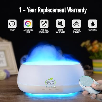 Tesco Cloud Mist Air Humidifier, Aroma Diffuser With Multi Color Lamp, 500Ml