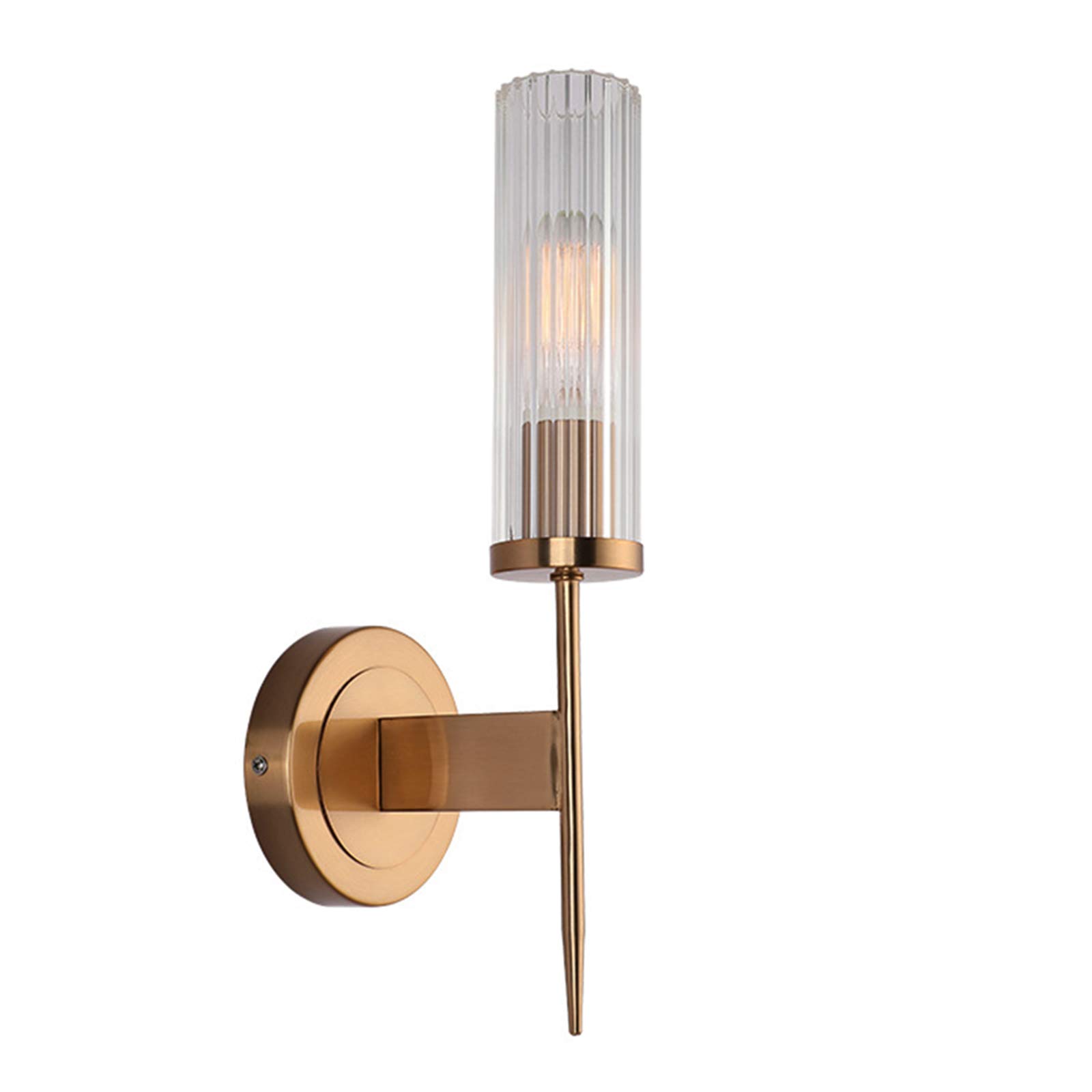HJXDtech Modern Fashion Glass Sconce Wall Lamp Nordic Minimalism Translucent Crystal Cover Brass Bracket Wall Light for Bedside Living Room Aisle (1 Holder)