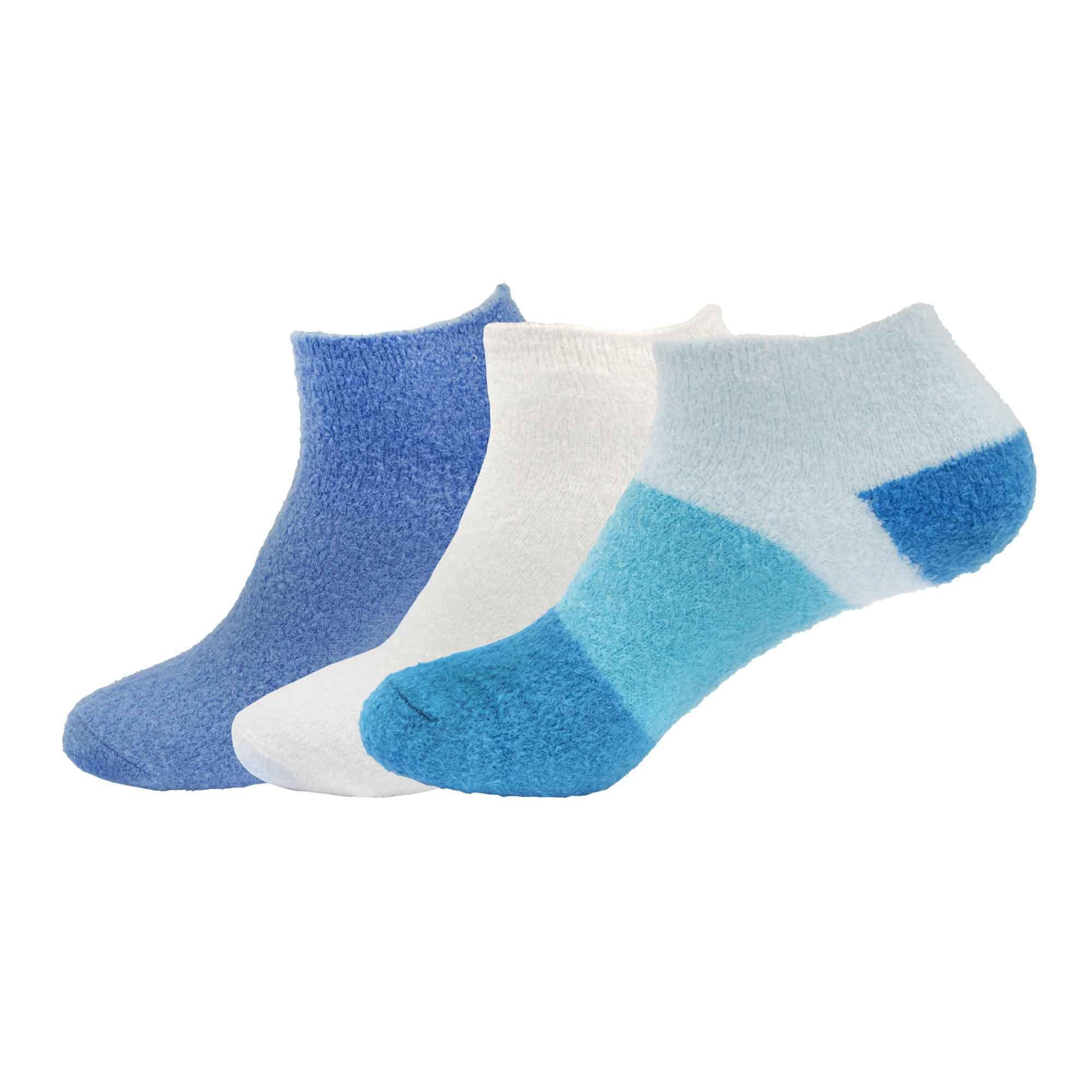 BambooMN Women's Small Super Aloe Infused Fuzzy Nylon Socks - Assortment D - X-Large (UK Size 7-11)