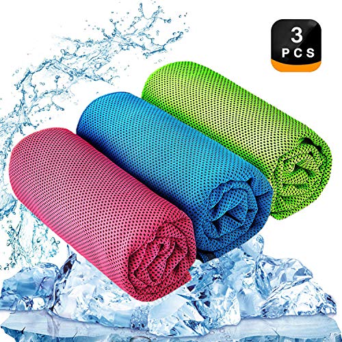 YQXCC 3 Pcs Cooling Towel (47″x12″) Cool Cold Towel for Neck