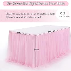 Pink Table Skirt 6FT Tulle Table Skirting 2 Layer