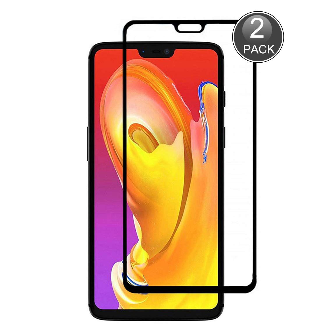 E-Hamii Full-Coverage Film Compatible with OnePlus 6[Black],[Full Screen Glued][Anti-scratch] Premium 9H Tempered Glass Protective Cover,for OnePlus 6