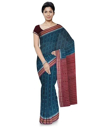 Odisha Handloom Ikkat Womens Cotton Saree (Blue, orissa art 29)