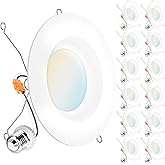Sunco 12 Pack 6 Inch LED Recessed Lights, Retrofit Can Lights, Smooth Trim, 965 LM, 13W (75W Equivalent), Selectable CCT 2700K/3000K/3500K/4000K/5000K, Dimmable, Damp Rated UL