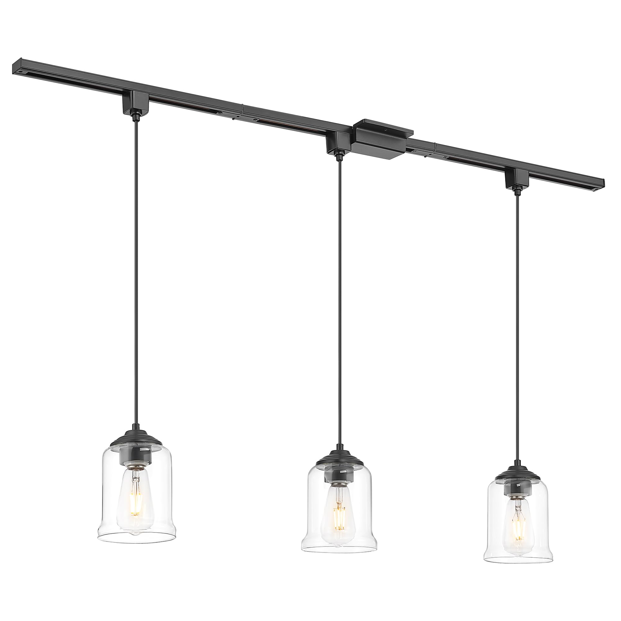 Photo 1 of zeyu 3-Light H-Type Track Lighting Pendants, Modern Track Lighting Fixtures, Clear Glass Shade, Black Finish, ZSL104TP-3 BK