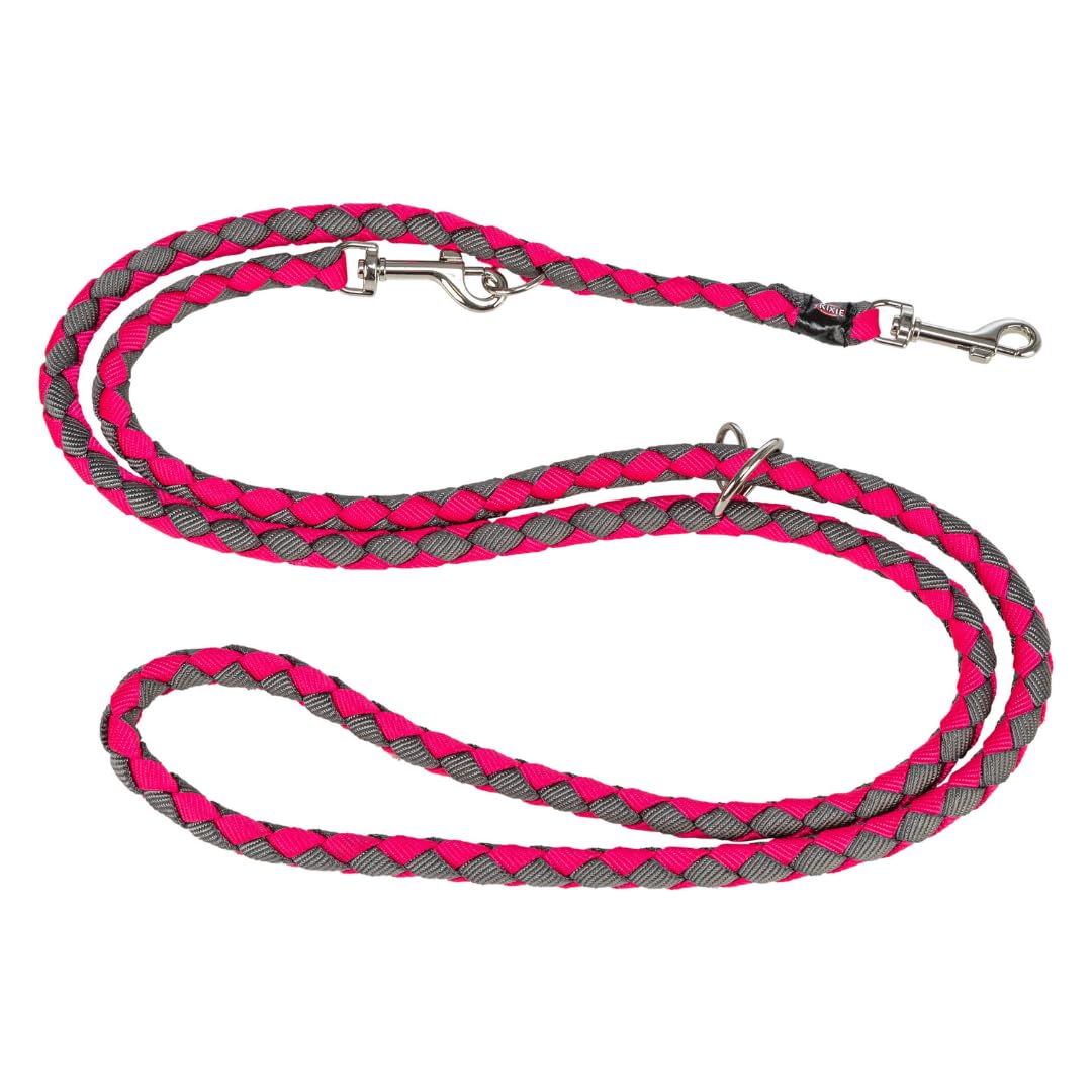 TRIXIE dog lead Cavo V-leash L–XL, 78.74 inches, ø 0.71 inches in fuchsia/graphite - adjustable leash for outdoor activities - for large to very large dogs - 143611