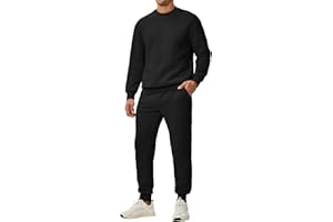JMIERR Mens Loungewear Sets Casual 2 Piece Outfit Crewneck Sweatshirt Tracksuit Jogger Sweatsuit Set