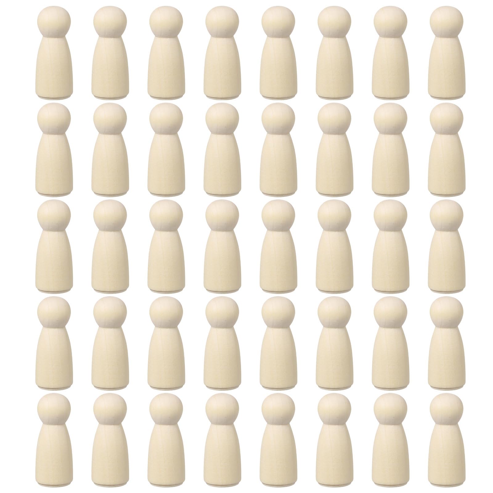 sourcing map 100 Pack Wood Peg, 2 Inch Girl-Shape Wooden Peg People, Unfinished Wooden Peg People Bodies Figures for DIY Art Craft Painting