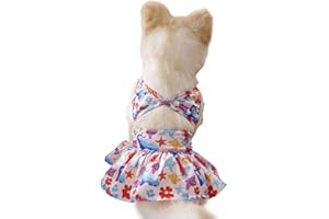 leasote Summer Pet Bikini Set, Exquisite Floral Dog Bikini Swimsuit, Hawaiian Dog Beach Swimsuit for Small Dogs Girl Red M