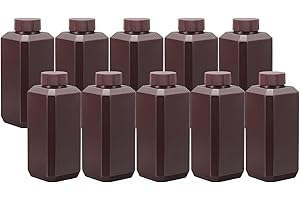 PATIKIL Reagent Bottles, 10 Pcs 250ml HDPE Narrow Mouth Square Sample Storage Container with Inner Ring Cover for Lab Water R