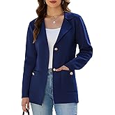KateModa Women's Sweater Blazers Bussiness Casual Jacket Long Sleeve Cardigan Button Front Lapel Suit with Pockets
