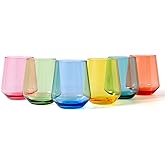 KX-WARE Unbreakable 16-ounce Acrylic Stemless Wine Glasses All Purpose Plastic Tumbler, set of 6 Multicolor Dishwasher Safe BPA Free Classic Style