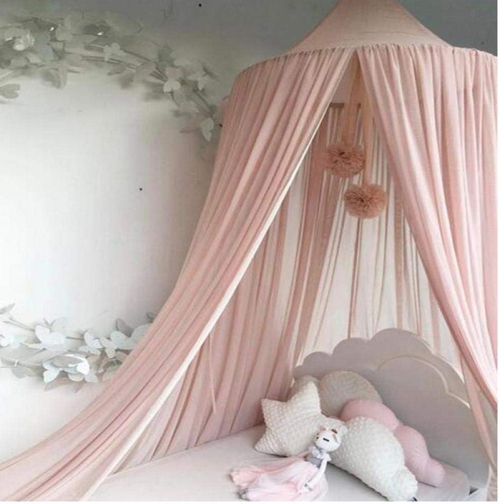 Gamloious Baby Mosquito Net Hanging Curtain Round Hung Crib Tent Kids Bed Canopy Chiffon Bed Net Tents For Children Room pink