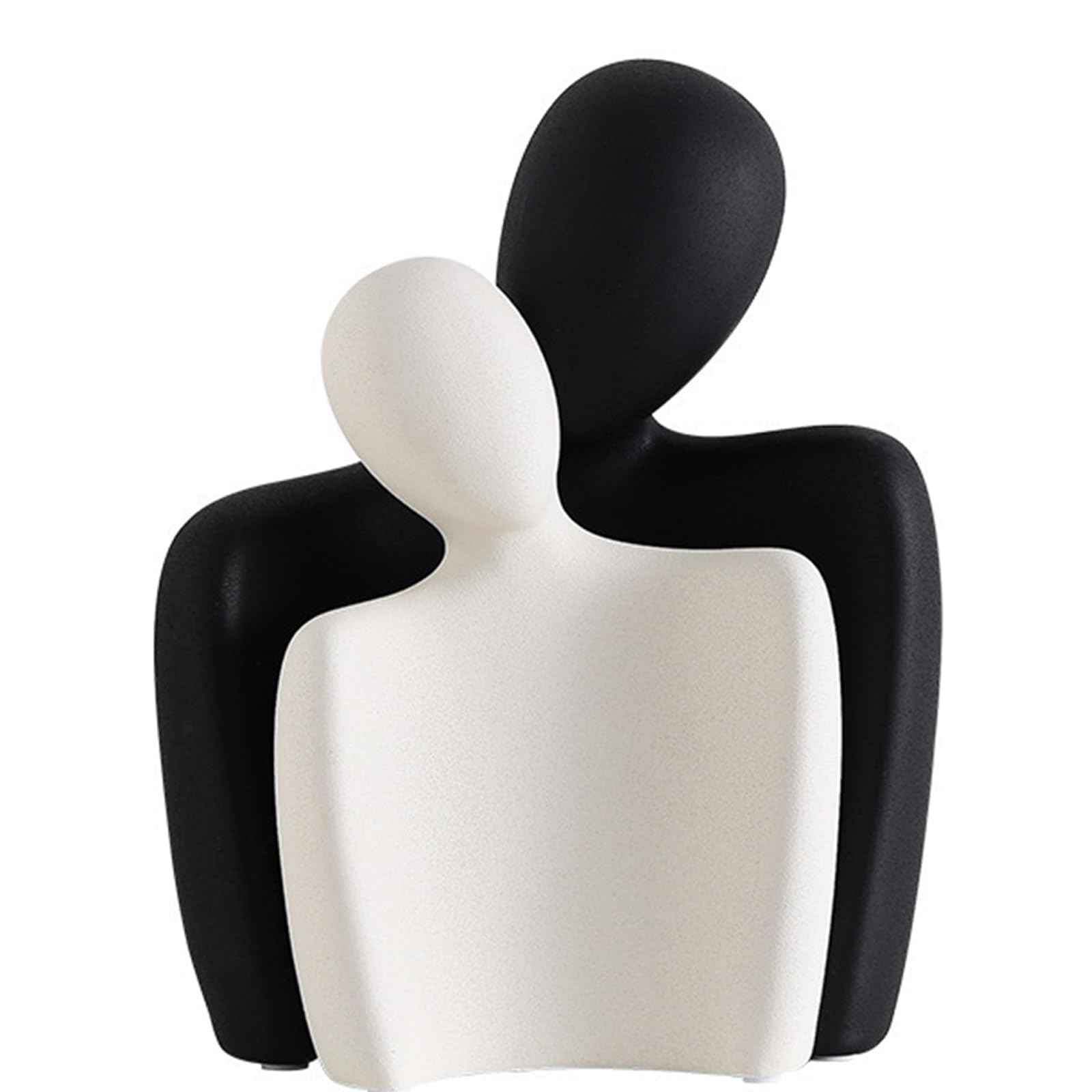 Kityemo Modern Ceramic Couple Sculpture - Abstract Love Statue Ornament Figurine for Home Decor in Living Room, Bedroom, or Office - Unique Couple Gift - White and Black Design