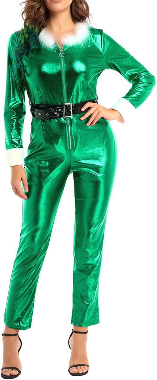 green leather jumpsuit