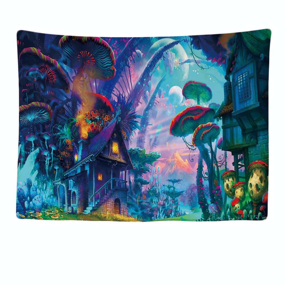 Ulticool - Tapestry Decoration Home - Psychedelic House Nature Forest - 200 x 150 cm - Wall Towel Wall Hangings - Accessories for Bedroom Living Room