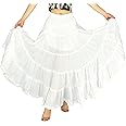 YSJERA Women's Cotton 5 Tiered A Line Pleated Maxi Skirt Long Boho Gypsy Dance Skirts