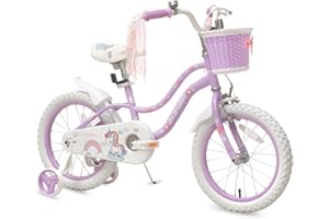 Bixike Princess Style Girls Bike with Basket for 2-13 Years Old Kids and Toddlers, 12 14 16 18 Inch Bicycle for Children with Training Wheels and Streamers, 20 Inch with Kickstand, Multiple Colors