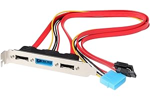 YINETTECH PCI Bracket SATA to eSATA and 4Pin IDE M- Cable Full-Height 2 Port External HDD CD-ROM Connection