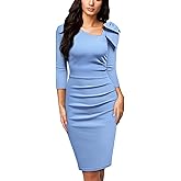 Miusol Women's 1950s Style Bow 2/3 Sleeve Business Pencil Dress
