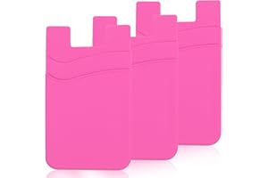 Meroqeel 3 Pack Hot Pink Adhesive Phone Wallet Stick on Card Holder for Phone Case