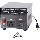 PowerBright 300 Watts Japanese Voltage Transformers, Step Up and Down Japan Converter, can be Used in 120 Volt and 100V Count