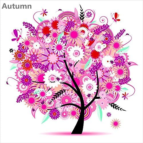 Totoo Cross Stitch Kit,5D Four Seasons Tree DIY Diamond Needlework Handmade Embroidery Home Room Decor,30x30cm (Autumn)
