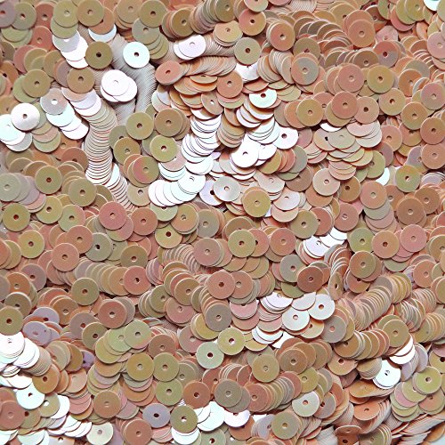 6mm Flat Round Sequins ~ Opaque Shiny Tan Peach Iris Rainbow ~ Made in USA. Loose paillettes for embroidery, bridal, applique, arts, crafts, and embellishment.