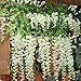 e-joy 3.6 Feet Artificial Wisteria Vine Ratta Silk Hanging Flower Wedding Decor, 24 Pieces -White