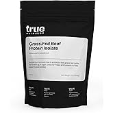 True Nutrition Grass Fed Beef Protein Powder Isolate - 29g of Paleo, Keto, Carnivore Beef Protein per Serving - Zero Carb, Fat and Gluten Free, Dairy Free, Soy Free - Unsweetened/Unflavored - 1LB